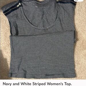 Navy and White Striped Women's Top